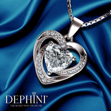 Laden Sie das Bild in den Galerie-Viewer, 14k Weißgold Herz Halskette für Damen mit Zirkonia Kristalle von DEPHINI