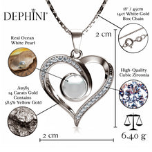 Laden Sie das Bild in den Galerie-Viewer, 14k Weißgold Herz Perlenkette für Damen mit Zirkonia Kristalle von DEPHINI