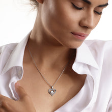 Laden Sie das Bild in den Galerie-Viewer, 14k Weißgold Herz Perlenkette für Damen mit Zirkonia Kristalle von DEPHINI