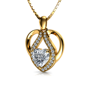 18k Gelbgold Herzkette für damen mit Zirconia Kristalle von DEPHINI