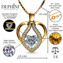 Laden Sie das Bild in den Galerie-Viewer, 18k Gelbgold Herzkette für damen mit Zirconia Kristalle von DEPHINI